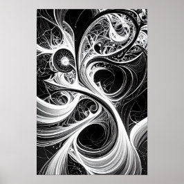 Ingewikkelde Abstracte Black White Mind Art Poster