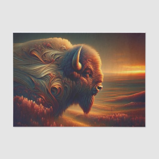 Ingewikkelde Amerikaanse zuidwestelijke bizon deco Tissuepapier (Voorkant)