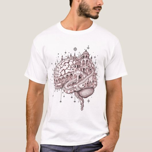 Ingewikkelde architectonische Brain City T-shirt (Voorkant)
