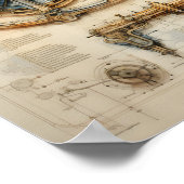 ingewikkelde blauwdruk voor machine poster (Hoek)