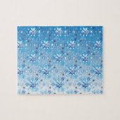 Ingewikkelde blauwe en witte sterren en sneeuwvlok legpuzzel (Horizontaal)