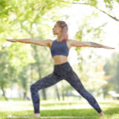 Ingewikkelde blauwe tint bladeren hoge taille yoga leggings