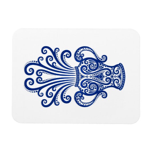 Ingewikkelde Blauwe Waterman Zodiac op Wit Magneet (Horizontaal)