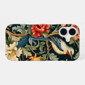 Ingewikkelde bloem met vogel iPhone 16 hoesje (Achterkant horizontaal)