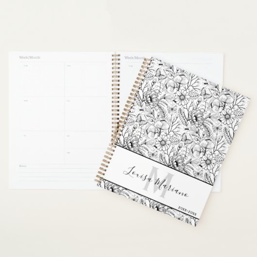 Ingewikkelde bloemen- en vlinderkunst planner (Display)