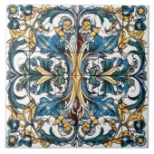 Ingewikkelde bloemen Tegel ontwerp met levendige k Tegeltje (Voorkant)