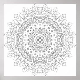Ingewikkelde Bloemige Filigraan Mandala Gelaagde R Poster