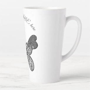 Ingewikkelde Boho Mandala Vlinder Zwart en Wit A Latte Mok