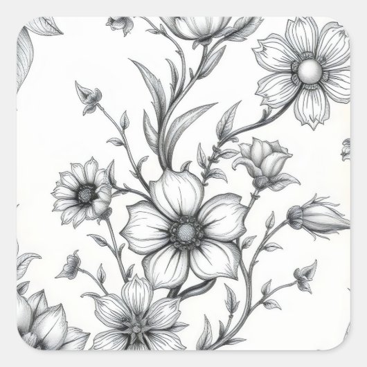 ingewikkelde botanische elementen vierkante sticker (Voorkant)