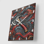 Ingewikkelde brandweerbijl te midden van wervelend vierkante klok (Hoek)