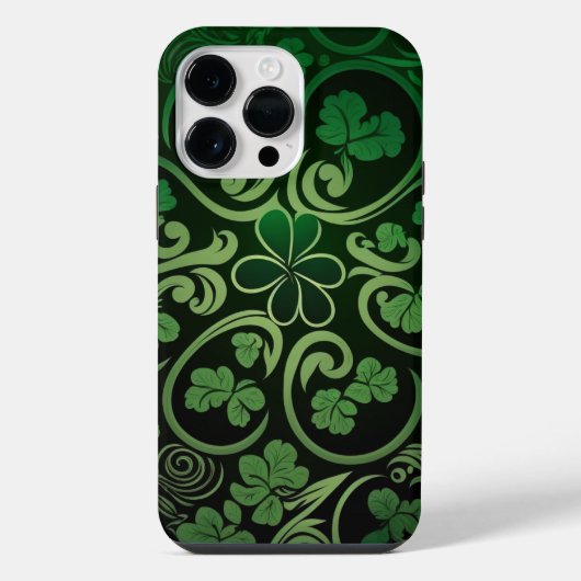 INGEWIKKELDE DONKERE GROENE IRISH SHAMROCKS iPhone HOESJE (Achterkant)
