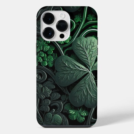 INGEWIKKELDE DONKERE GROENE IRISH SHAMROCKS iPhone HOESJE (Achterkant)