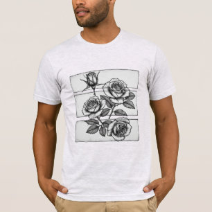 Ingewikkelde drievoudige roos botanische paneeltek t-shirt