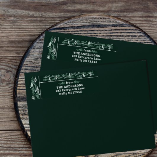 Ingewikkelde Evergreen Garland moderne vakantie te Etiket