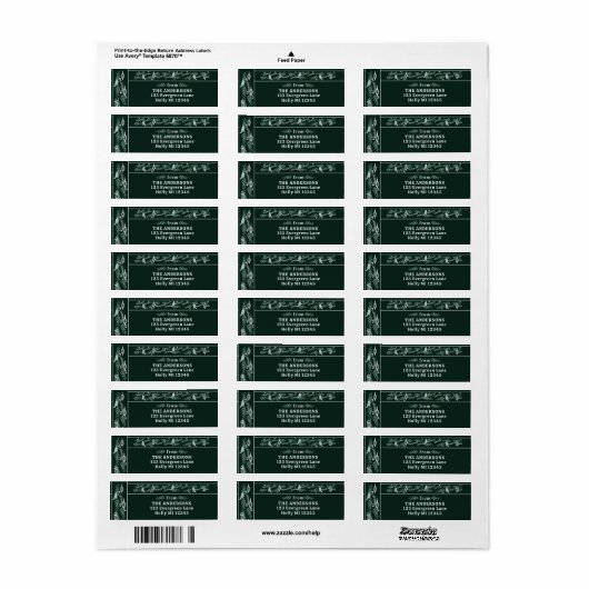 Ingewikkelde Evergreen Garland moderne vakantie te Etiket (Full Sheet)