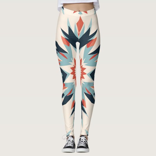 Ingewikkelde Floral Ikat Medallion Leggings (Voorkant)