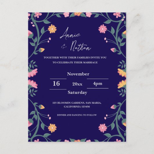 ingewikkelde Floral Lijst bruiloft uitnodiging (Voorkant)