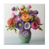 Ingewikkelde gehaakte bloemkunst - levendig boeket tegeltje (Voorkant)