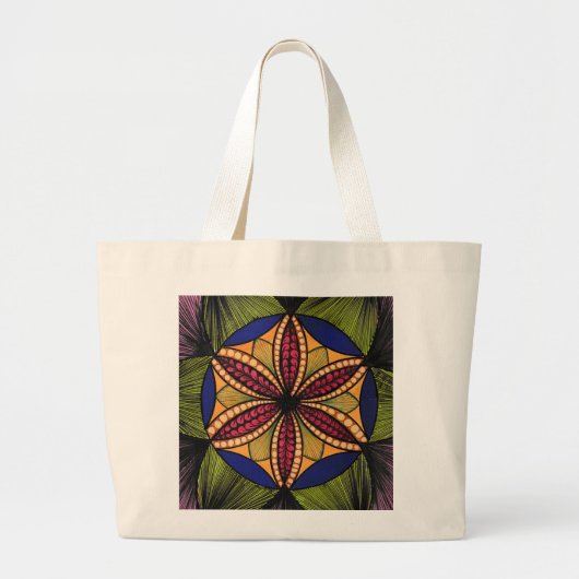 Ingewikkelde geometrische bloem mandala canvas tas (Voorkant)