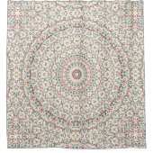 Ingewikkelde geometrische mandala in Blauwgroen, R Douchegordijn (Voorkant)