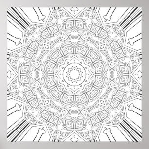 Ingewikkelde geometrische mandala met tribale moti poster