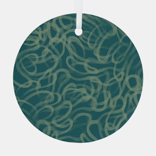 Ingewikkelde gestippelde textuur, turquoise abstra glas ornament (Achterkant)