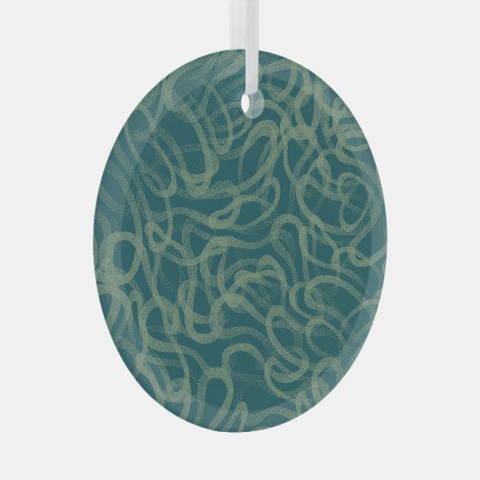 Ingewikkelde gestippelde textuur, turquoise abstra glas ornament (Voorkant Rechts)