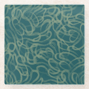 Ingewikkelde gestippelde textuur, turquoise abstra glazen onderzetter