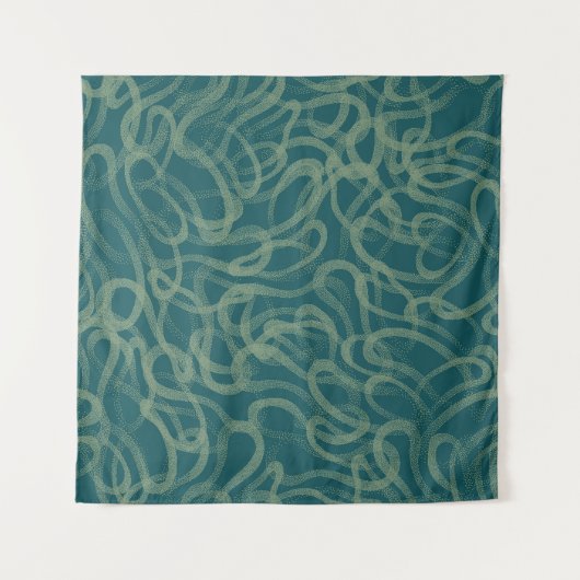 Ingewikkelde gestippelde textuur, turquoise abstra wandkleed (Voorkant)
