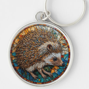 Ingewikkelde Glas-in-Lood Egeltjes Kunst Sleutelhanger