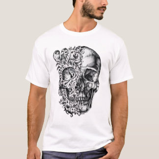 Ingewikkelde Gotische Half Schedel Sticker T-shirt