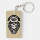 Ingewikkelde gotische schedel illustratie sleutelhanger (achterkant)