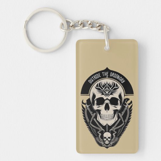 Ingewikkelde gotische schedel illustratie sleutelhanger (Voorkant)