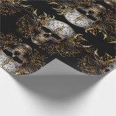 Ingewikkelde Goud Glimlachende Tribal schedel Cadeaupapier (Hoek)