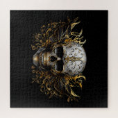 Ingewikkelde Goud Glimlachende Tribal schedel Legpuzzel (Horizontaal)