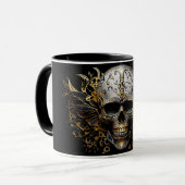 Ingewikkelde Goud Glimlachende Tribal schedel Mok (Voorkant links)