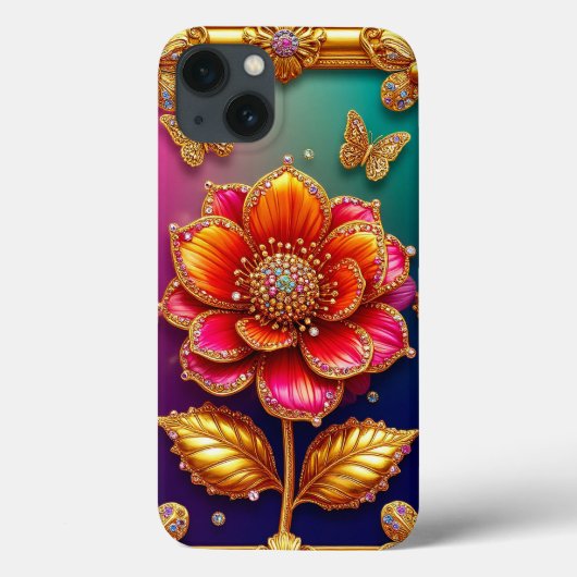 Ingewikkelde Gouden Bloemkunst Case-Mate iPhone Case (Achterkant)