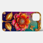Ingewikkelde Gouden Bloemkunst Case-Mate iPhone Case (Achterkant (horizontaal))