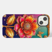 Ingewikkelde Gouden Bloemkunst iPhone Hoesje (Achterkant horizontaal)