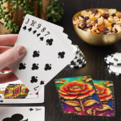 Ingewikkelde Gouden Bloemkunst Pokerkaarten (Insitu)
