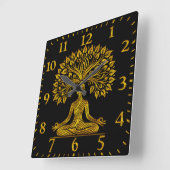 Ingewikkelde gouden Boeddha sculptuur Vierkante Klok (Hoek)