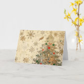 Ingewikkelde gouden en glitter kerstboom kaart (Gele Bloem)