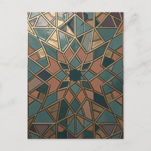 Ingewikkelde Gouden Geometrische Mozaïek Ster Patr Briefkaart