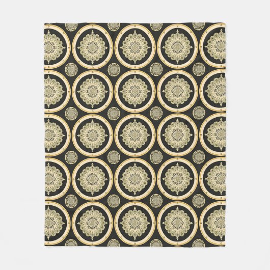 Ingewikkelde gouden mandala-ontwerp fleece deken (Voorkant)