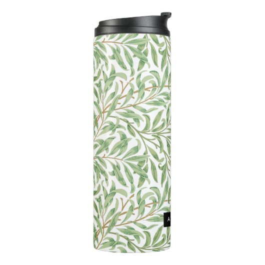 Ingewikkelde  Greenery Pattern Custom Name Thermosbeker (Gedraaid links)