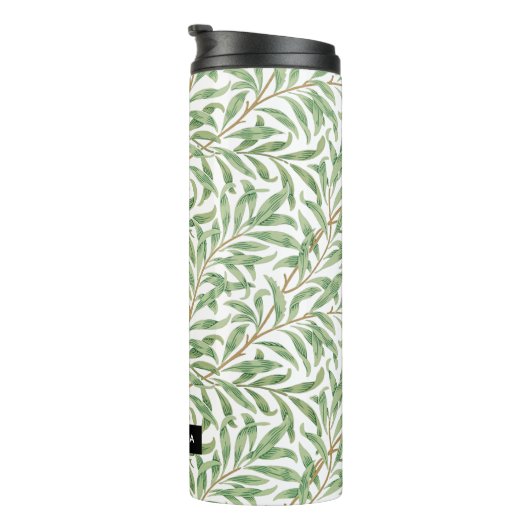 Ingewikkelde  Greenery Pattern Custom Name Thermosbeker (Geroteerd rechts)