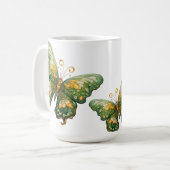 INGEWIKKELDE GROENE & GOUDEN VLINDERS KOFFIEMOK (Voorkant links)