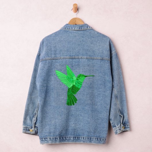 Ingewikkelde groene kolibrie illustratie denim jacket (Hangar)