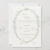 Ingewikkelde  groene Lijst bruiloft uitnodiging (Voorkant)
