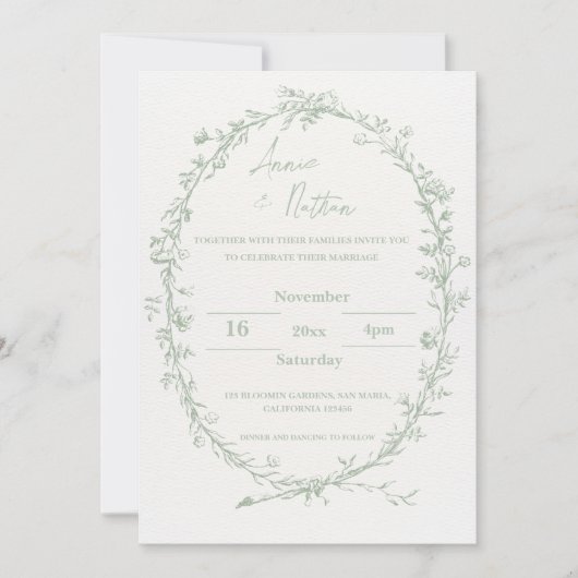Ingewikkelde groene Lijst bruiloft uitnodiging (Voorkant)